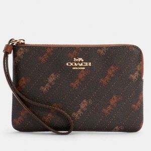 Coach Corner Zip Wristlet With Horse And Carriage